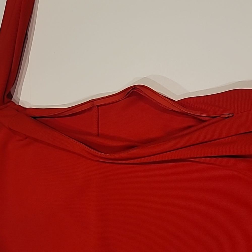 Express Cut Out Cold Shoulder Stretch Dress Red Small - Picture 6 of 12